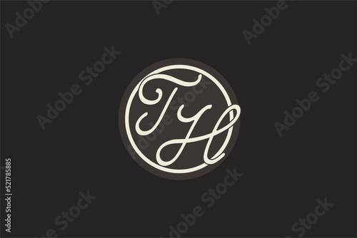 Initial letter TH monogram logo with simple and creative cirle line design ideas