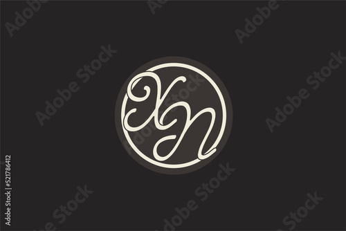 Initial letter XN monogram logo with simple and creative cirle line design ideas photo