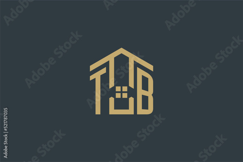 Initial TB logo with abstract house icon design, simple and elegant real estate logo design