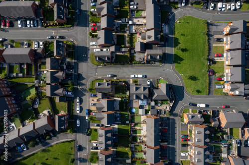 Aerial Houses Residential British England Drone Above View Summer Blue Sky Estate Agent 2022.. photo