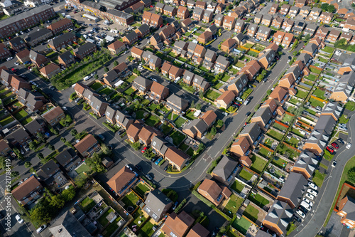 Aerial Houses Residential British England Drone Above View Summer Blue Sky Estate Agent 2022..
