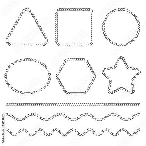 Rope design elements. Vector set.