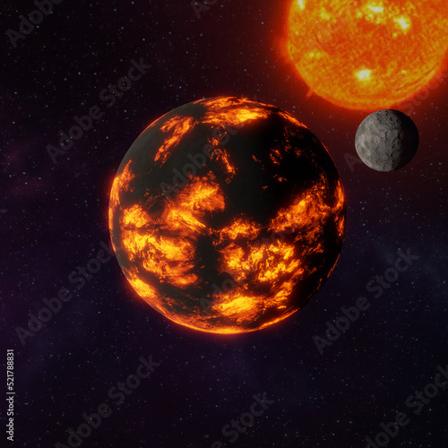 Canvas-taulu A 3D illustration of our earth, 4 billion years ago.