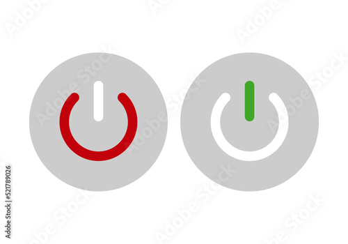 Iconos de los botones  binarios de apagado y encendido en rojo, verde y gris