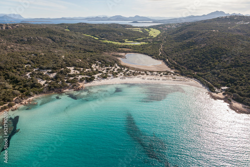 Grande Pevero beach with Golf Club aerial view photo