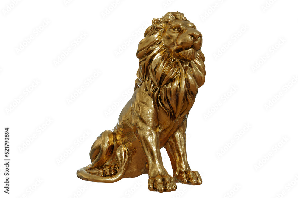 Golden lion isolated 3d rendering png Golden lion isolated 3d rendering png