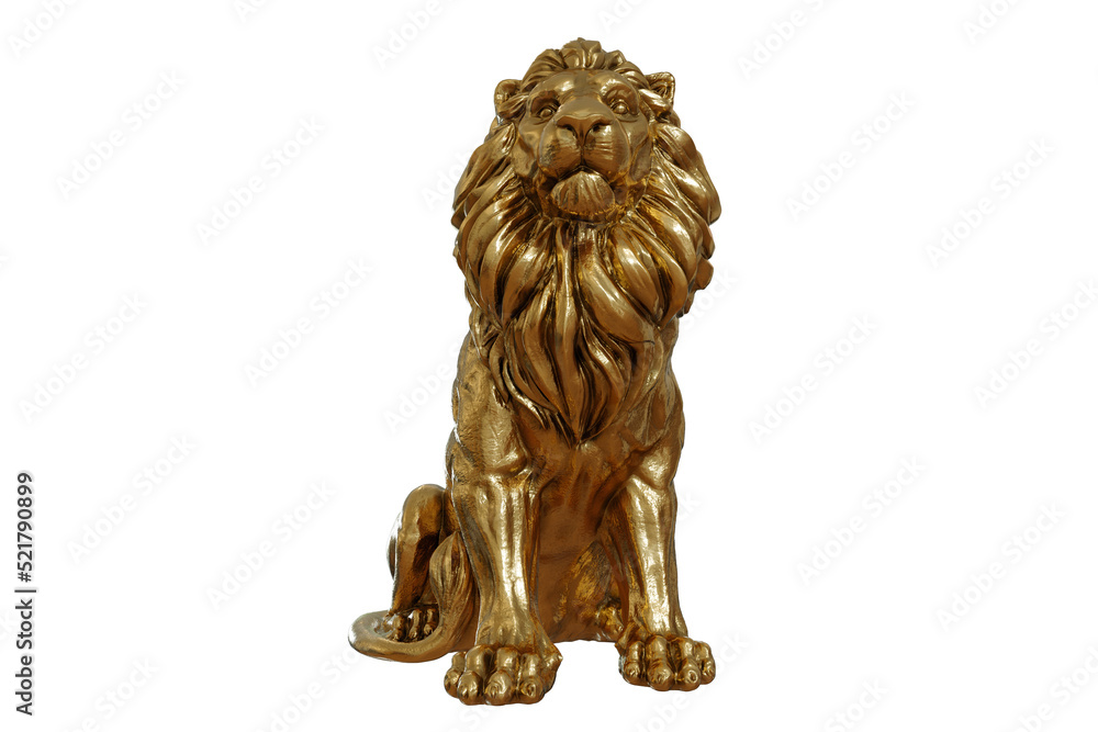 Golden lion isolated 3d rendering png Golden lion isolated 3d rendering png