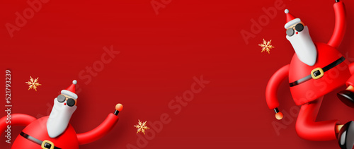 Merry Christmas and Happy New Year design template with cool Santa Claus