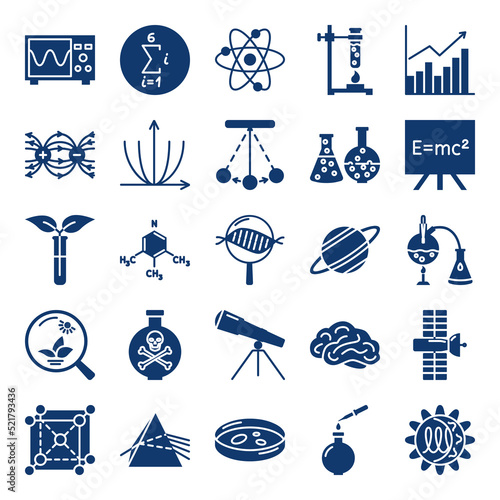 Science icon set in glyph style