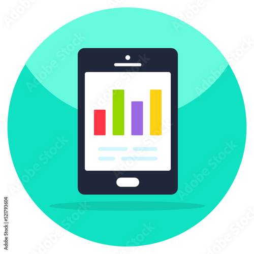 An editable design icon of mobile business report 