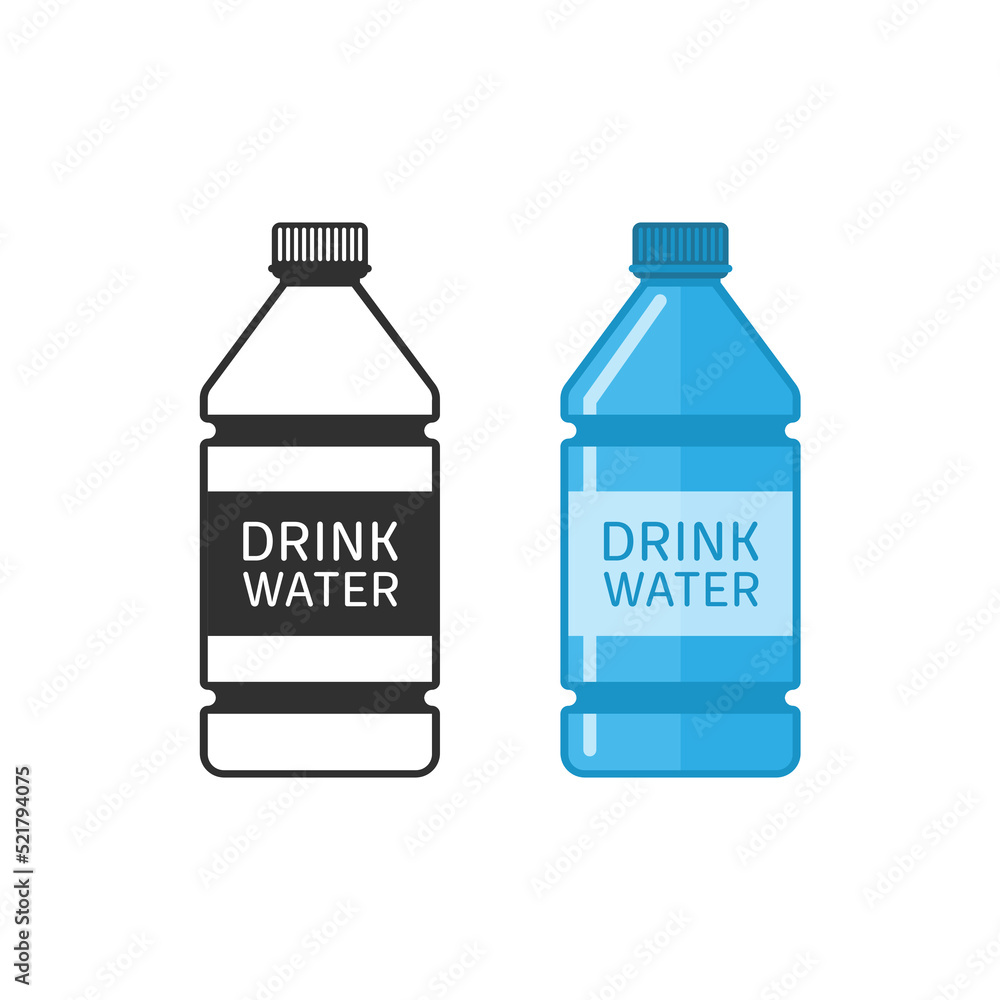 Drinking water bottle icon in flat style. Water Bottle simple sign. Vector illustration EPS 10. Drinking water bottle icon in flat style. Water Bottle simple sign. Vector illustration EPS 10.