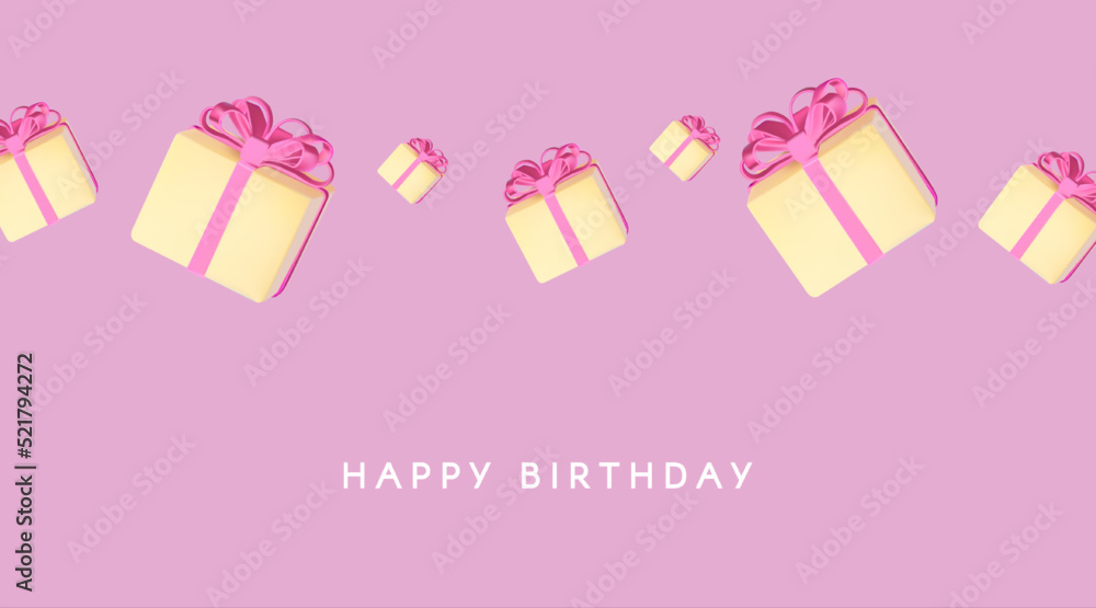 Simple gift boxes on pink background. Happy Birthday! Sale, wedding, anniversary, sale and other holiday design