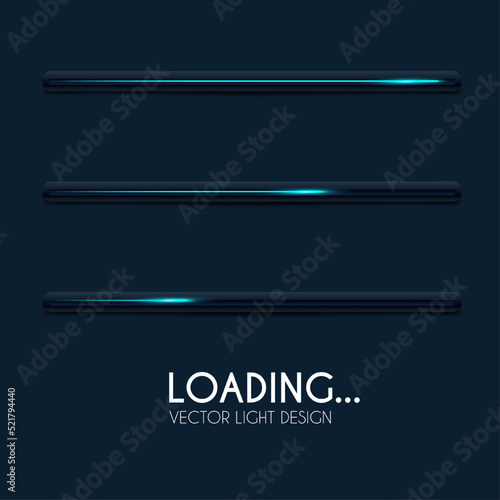 Shining loading bar collection. Modern design element set. Progress visualisation