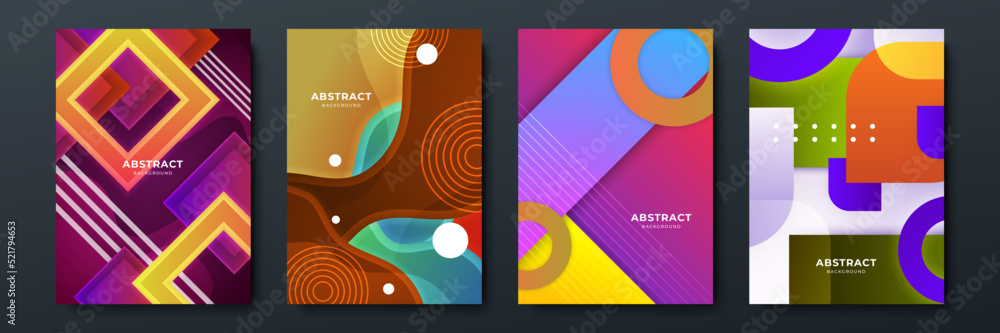 Fototapeta premium Geometric pattern background texture for poster cover design. Minimal color gradient banner template. Modern vector wave shape for brochure and social media post story template