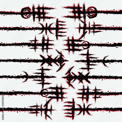 Norse viking black and red brush lines