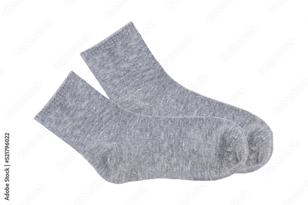 Fototapeta premium Gray socks isolated on white background, Clipping path Included.