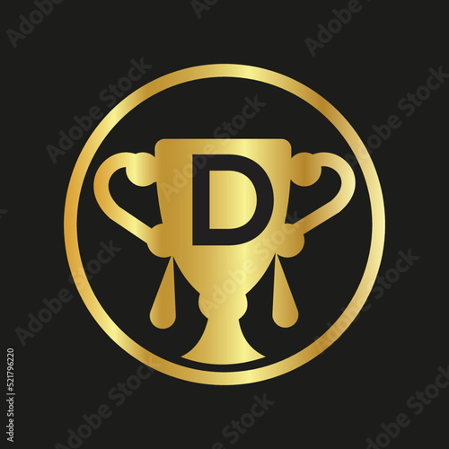 Trophy color doodle logo  D  latter speech bubble Employee Appreciation Day. Business development vector template for banner,