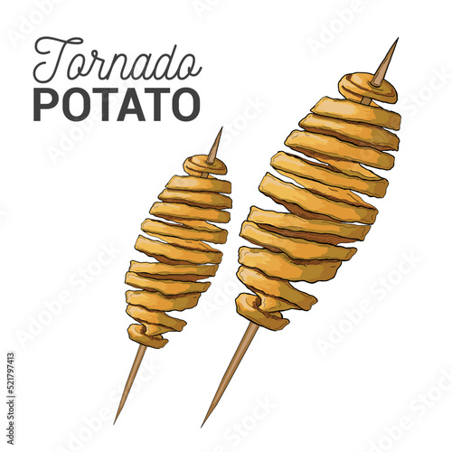 Tornado potato spiral fries on stick street food
