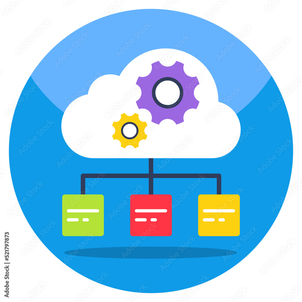 Conceptual flat design icon of cloud network management Conceptual flat design icon of cloud network management