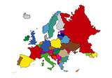 Mapa de países de Europa en diferentes colores