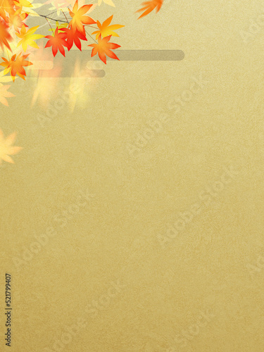 Oriental golden background material with autumn leaves
