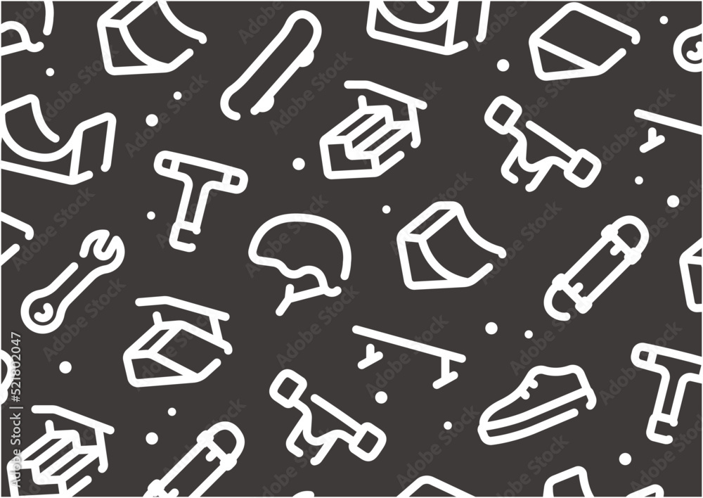 Obraz premium Skateboarding pattern background for graphic design.A-size horizontal.