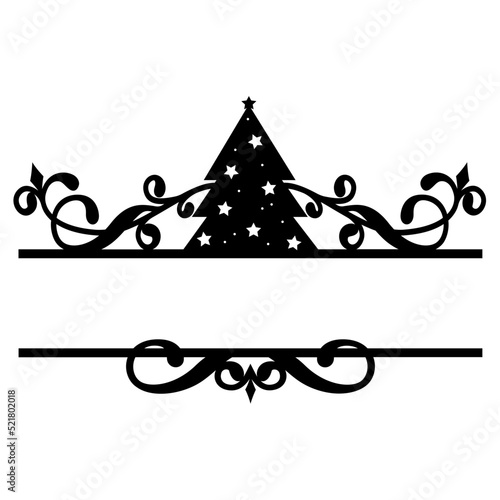 Christmas split monogram svg, Winter border svg, Holiday monogram