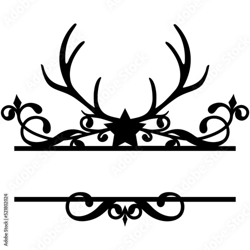 Christmas split monogram with deer antler svg, Winter decor svg, Holiday svg