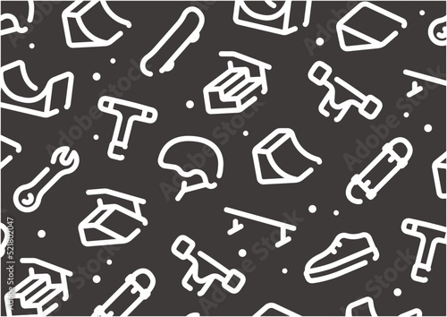 Skateboarding pattern background for graphic design.A-size horizontal.