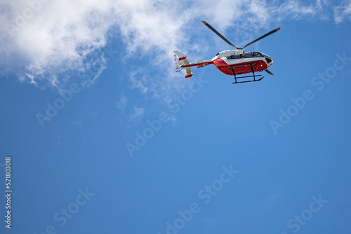 Moscow, Russia - July 21, 2022: transport helicopter against the blue sky