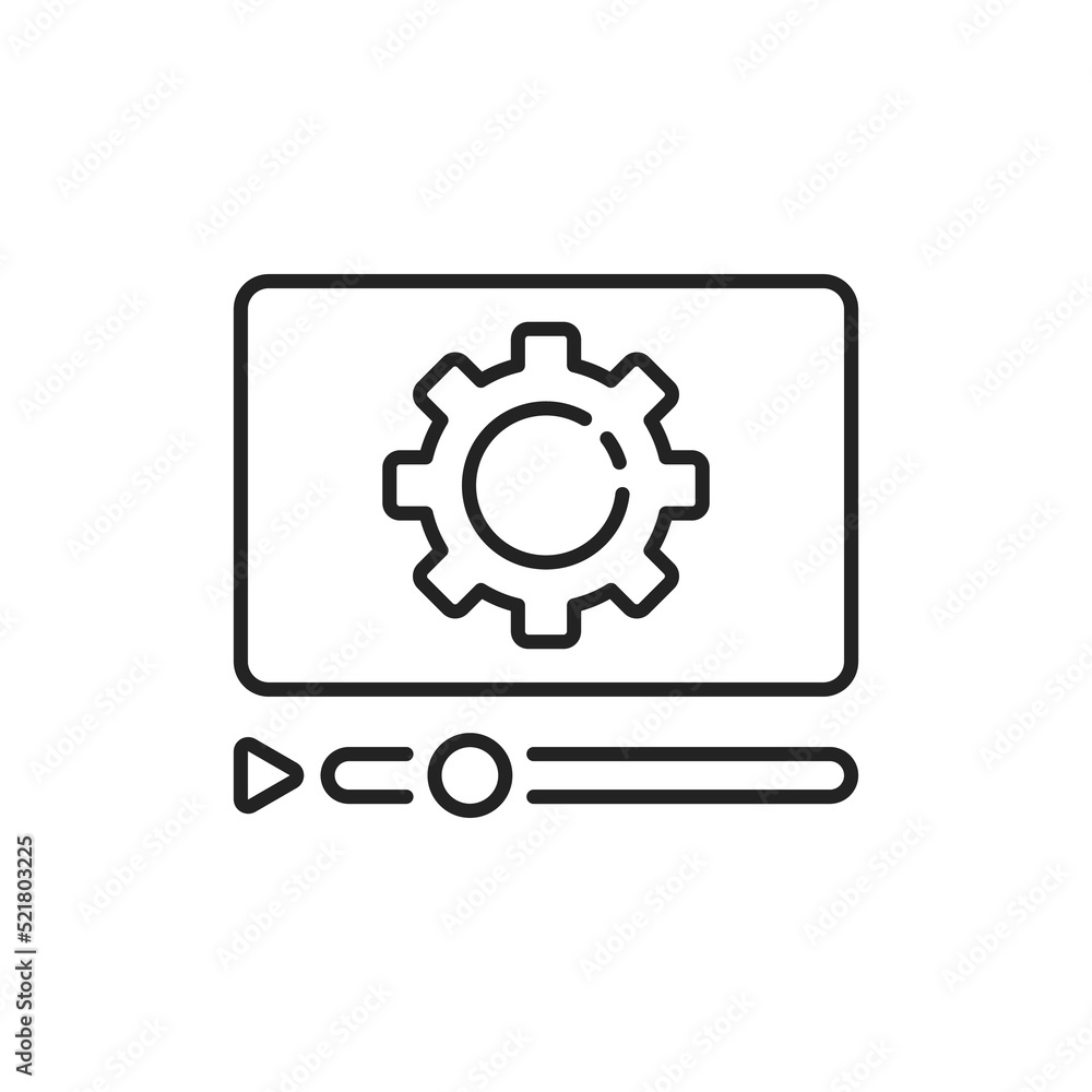 player with gear and video streaming icon player with gear and video streaming icon