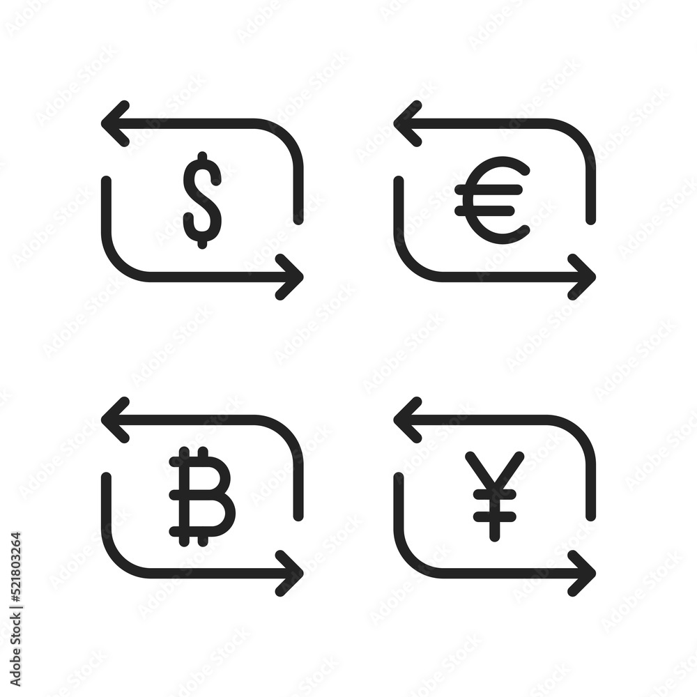 set of black abstract money exchange icon set of black abstract money exchange icon