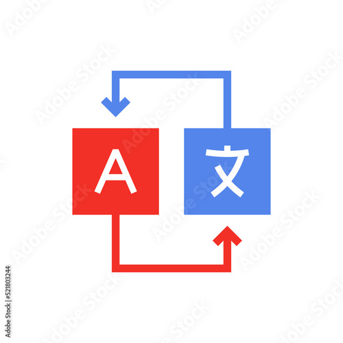 simple red and blue translation or bilingual icon