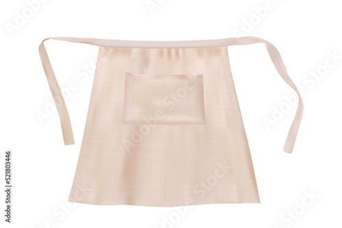 Fényképezés Realistic white blank short apron mockup with fabric texture isolated from background