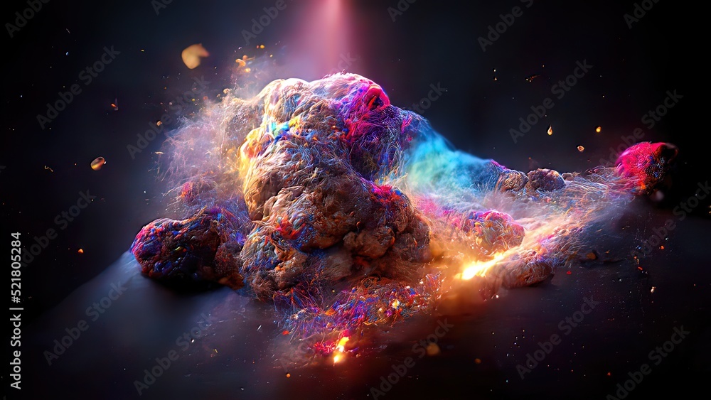 Illustrazione Stock Space Nebula, 4k colorful abstract background image, 3d  illustration, 3d render space, surreal explosion, colorful stars and  asteroids particles, surreal nebulae | Adobe Stock