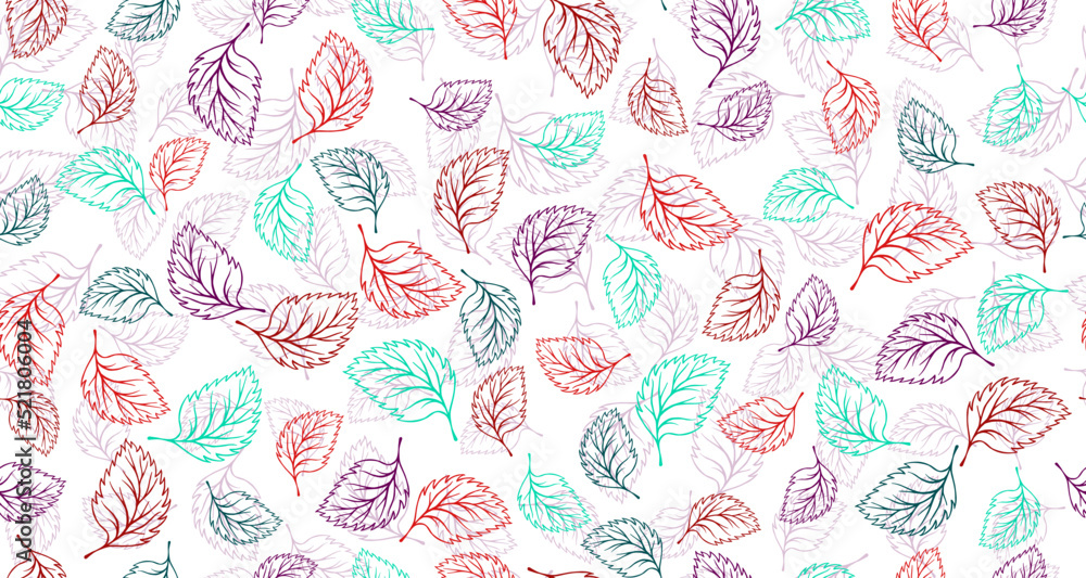 Linden, birch or basil leaves outline vector seamless pattern graphic design. Linden, birch or basil leaves outline vector seamless pattern graphic design.
