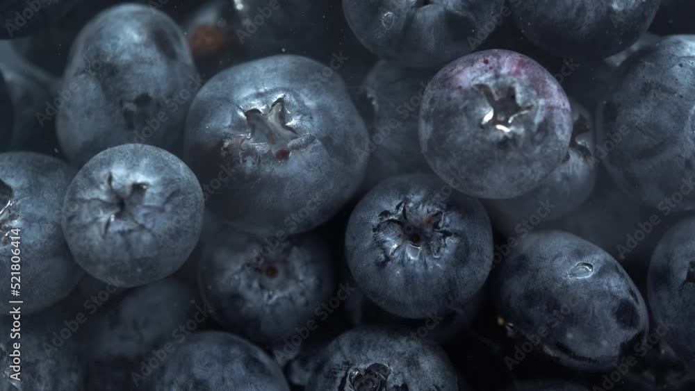 Macro Rotating Blueberries In Water Macro Rotating Blueberries In Water