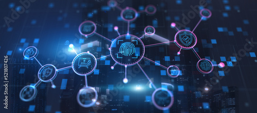 Fingerprint Cyber Security Data Protection concept. Biometric identification fingerprint scanner