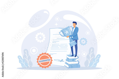 Quality control and product satisfaction research check. Best standard check and deal evaluation with closeup expertise and inspection for errors or mistakes vector illustration.