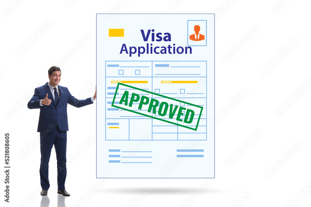 Visa application concept with businessman Visa application concept with businessman
