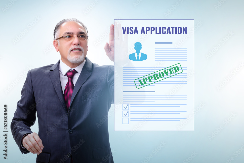 Visa application concept with businessman Visa application concept with businessman