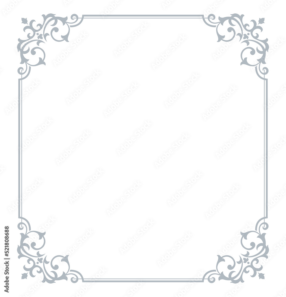 Decorative frame Elegant vector element for design in Eastern style, place for text. Floral gray and white border. Lace illustration for invitations and greeting cards