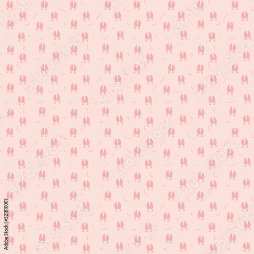 Pig cute footprint seamless pattern. Vector illustration for children. Hand drawn piglets traces naive in childish style.