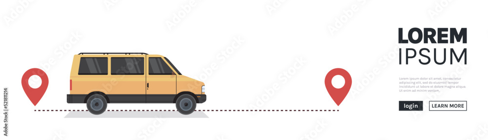 Delivery service and transportation service online order cargo concept horizontal banner flat vector illustration.