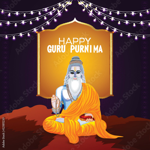 Vector illustration of happy guru purnima celebration background
