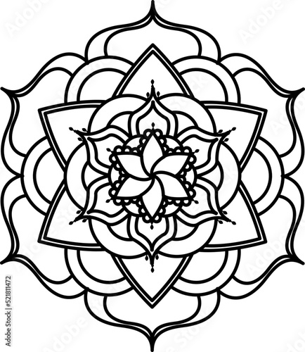 Easy Mandala coloring book simple and basic for beginners, seniors and children. Set of Mehndi flower pattern for Henna drawing and tattoo. Decoration in ethnic oriental, Indian style.