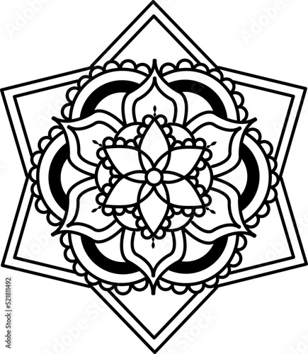 Easy Mandala coloring book simple and basic for beginners, seniors and children. Set of Mehndi flower pattern for Henna drawing and tattoo. Decoration in ethnic oriental, Indian style.