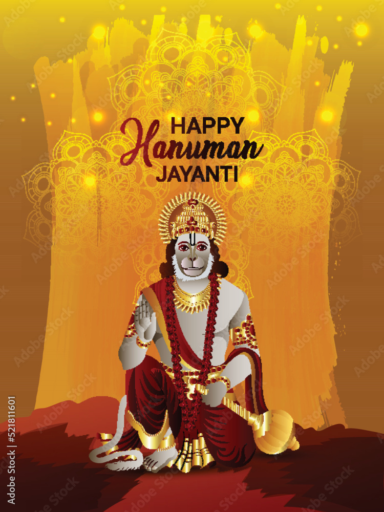 Fototapeta premium Vector illustration of hanuman jayanti background