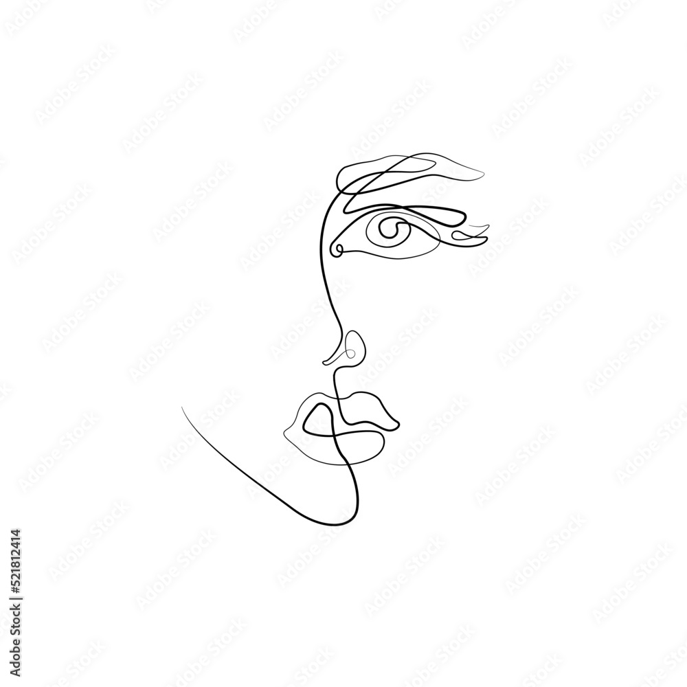 Woman face silhouette. Beautiful girl line art. isolated vector illustration, tattoo, print and logo design, continuous line drawing. Single line on a white background Woman face silhouette. Beautiful girl line art. isolated vector illustration, tattoo, print and logo design, continuous line drawing. Single line on a white background