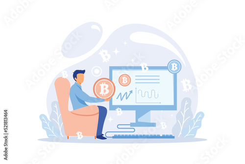 Cryptocurrency bitcoin mining metaphor Blockchain exchange platform. Cyber banking procedures, bitcoin trading, wallet. Ecurrency transactions. Digital currency, cryptocurrency market, hidden mining 